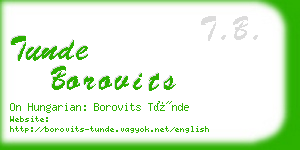 tunde borovits business card